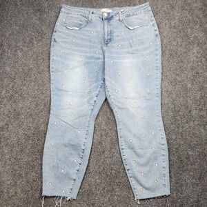 Judy Blue Skinny Jeans Womens 22W Light Wash Star Embroidered Plus JB88268